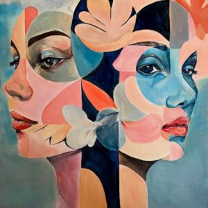 'Girl James.' 10" x 10" x 2" acrylic painting on ampersand board.